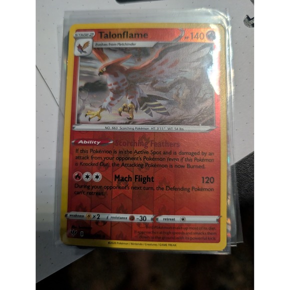 Pokemon Other - Pokemon Talonflame 032/189 Darkness Ablaze Reverse Holo Rare Fire Card 2020